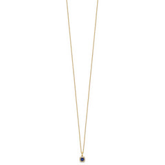 10k 1/10 carat Lab Grown Diamond VS/SI+ G+ and Created Sapphire Complete 18 inch Pendant Necklace