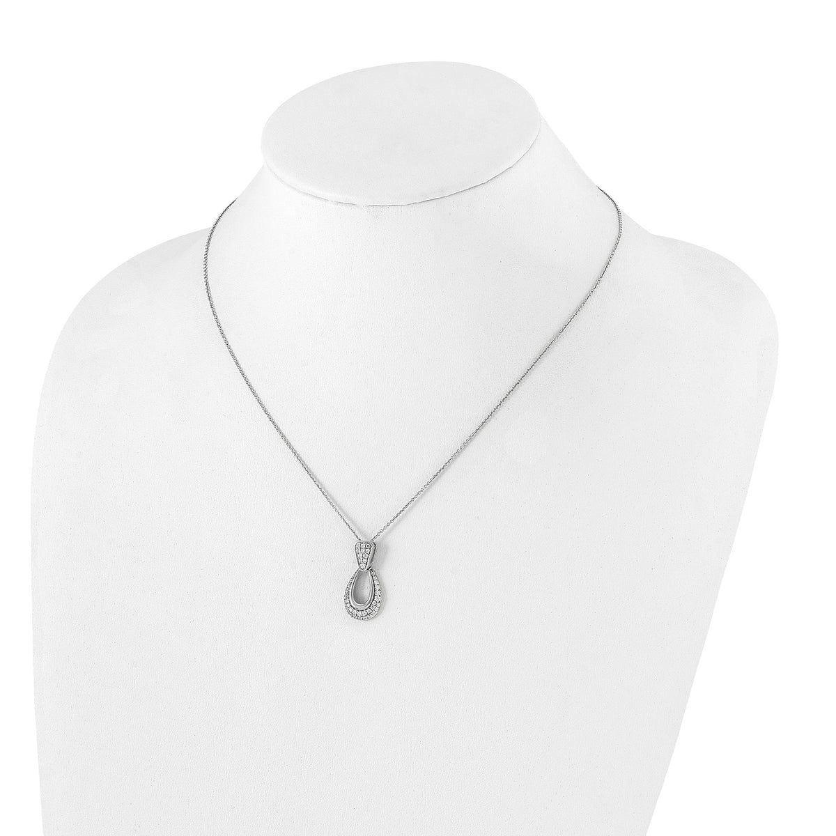Lab-Grown Diamond Teardrop Necklace in 14K White Gold (1/2 ct. tw.), 18 Inch - Sophia Jewelers