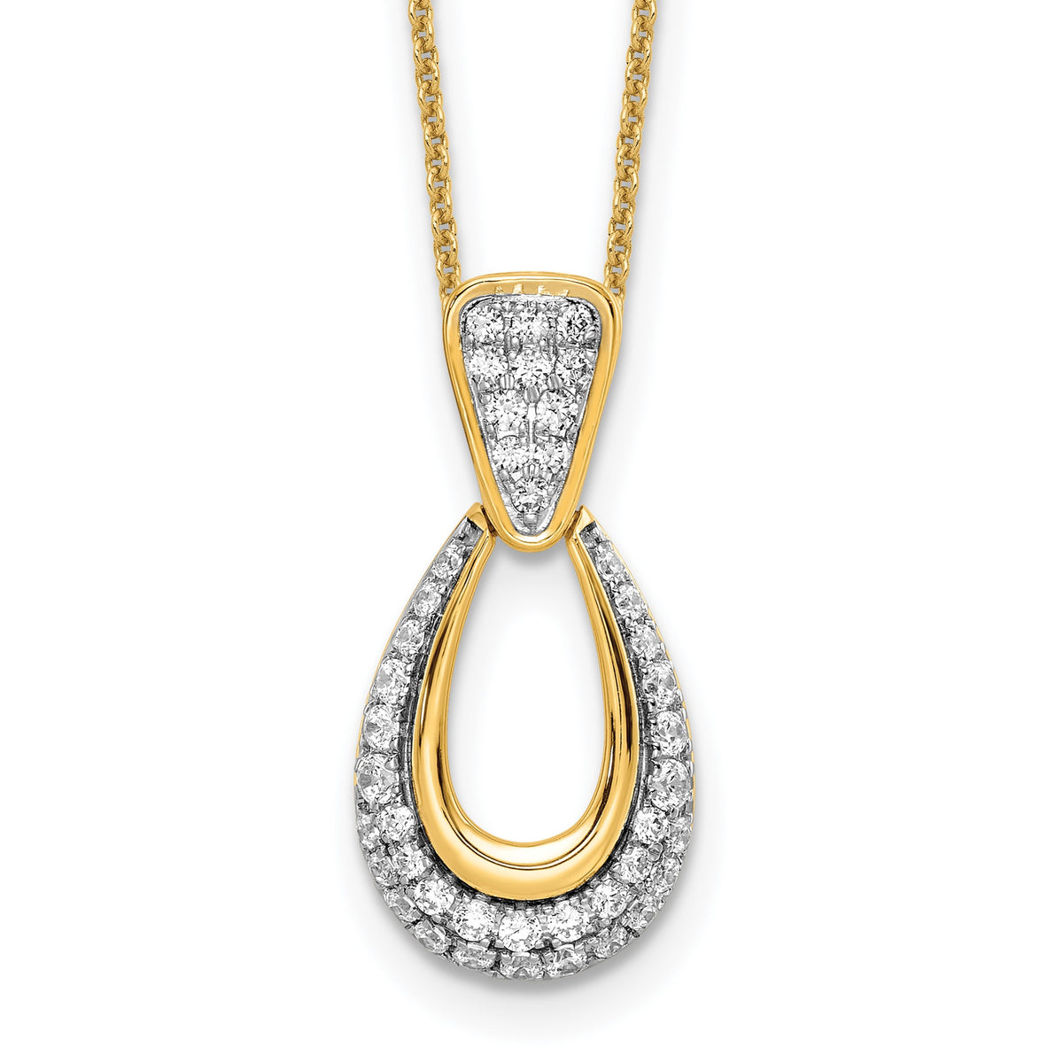Lab-Grown Diamond Teardrop Necklace in 14K Yellow Gold (1/2 ct. tw.), 18 Inch - Sophia Jewelers