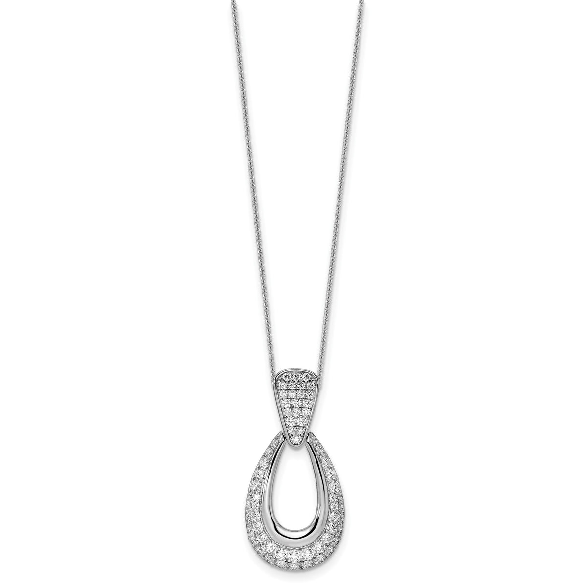 Lab-Grown Diamond Teardrop Necklace in 14K White Gold (1 1/3 ct. tw.), 18 Inch - Sophia Jewelers