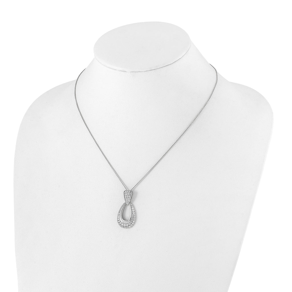Lab-Grown Diamond Teardrop Necklace in 14K White Gold (1 1/3 ct. tw.), 18 Inch - Sophia Jewelers