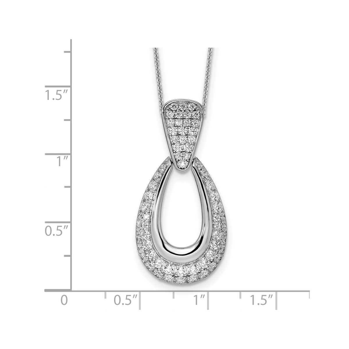 Lab-Grown Diamond Teardrop Necklace in 14K White Gold (1 1/3 ct. tw.), 18 Inch - Sophia Jewelers