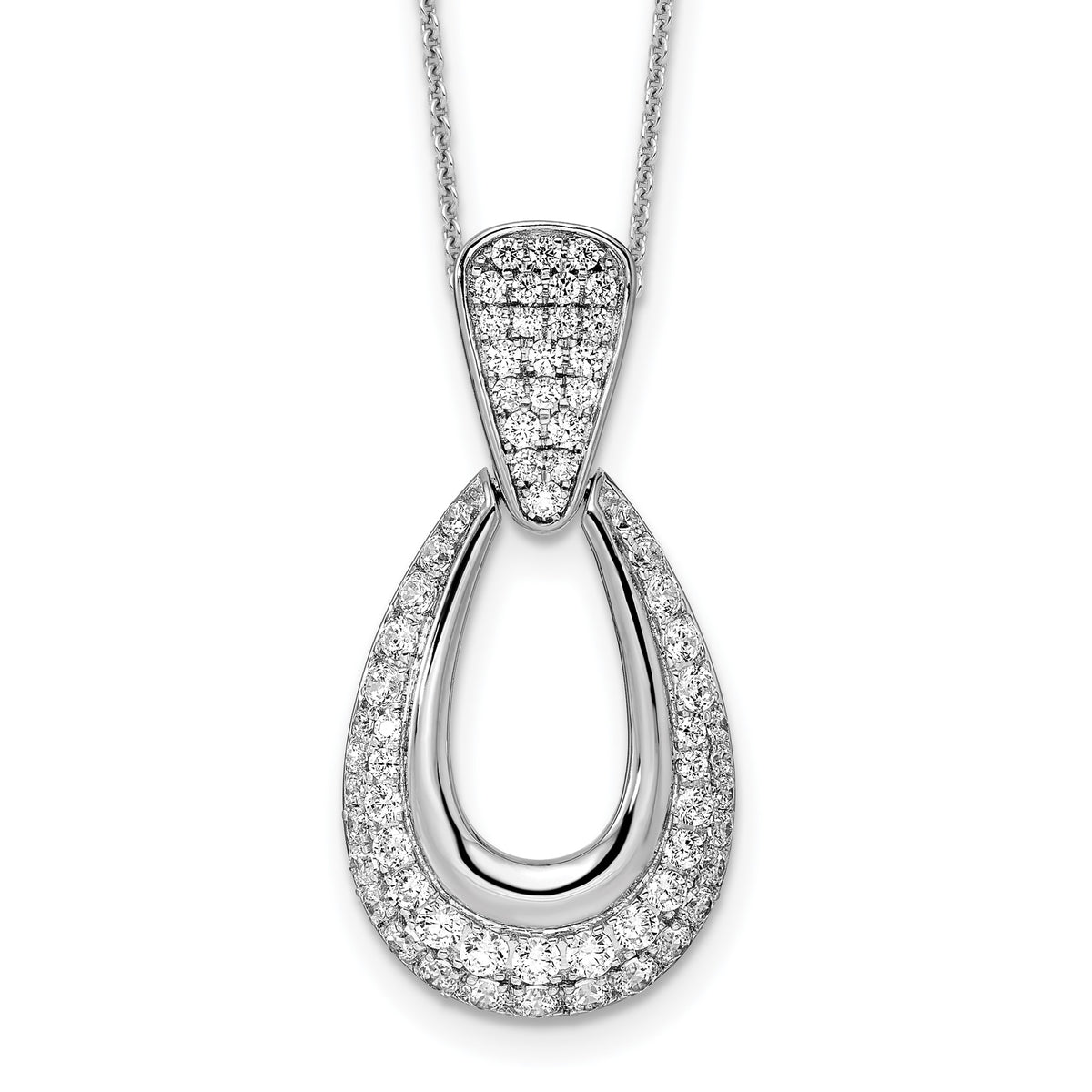 Lab-Grown Diamond Teardrop Necklace in 14K White Gold (1 1/3 ct. tw.), 18 Inch - Sophia Jewelers Main image