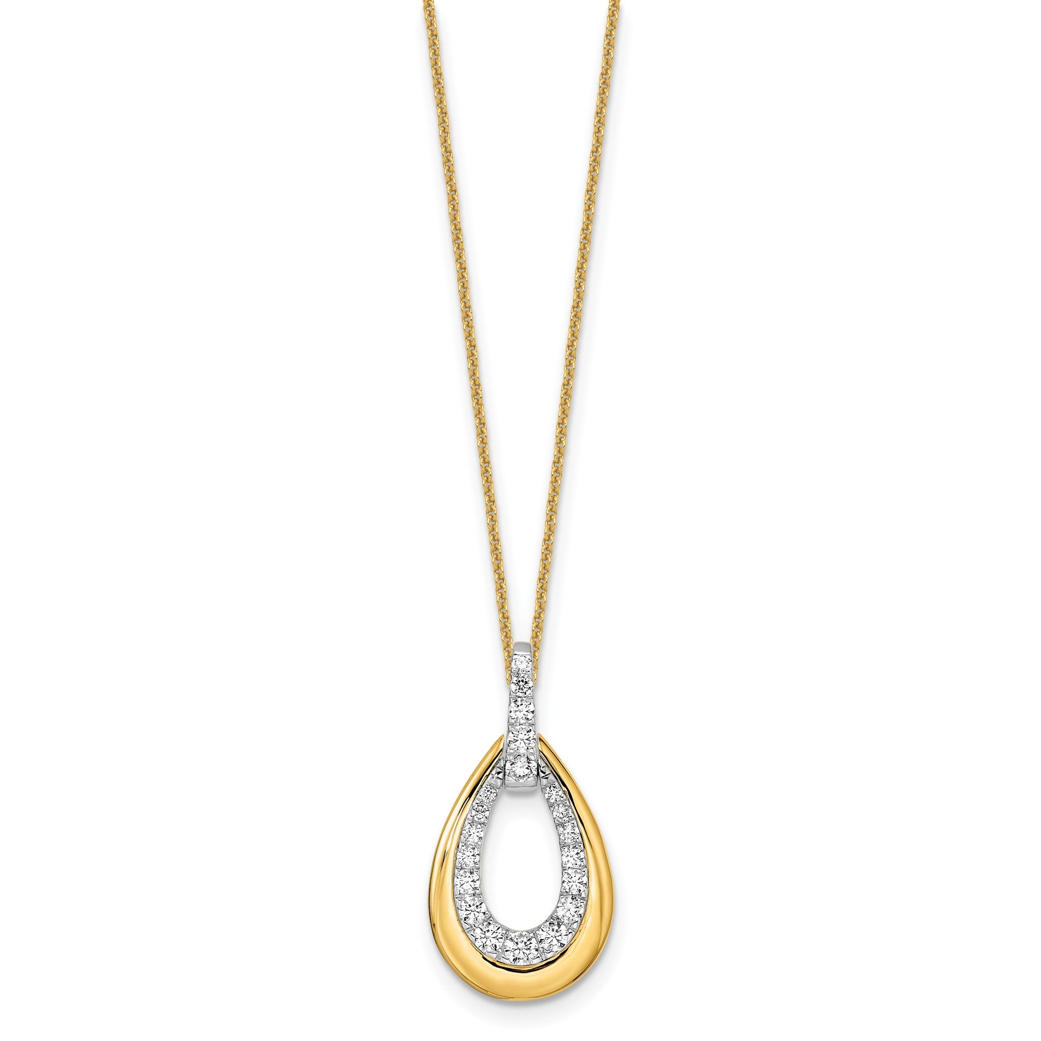 Lab-Grown Diamond Teardrop Necklace in 14K Two-Tone Gold (5/8 ct. tw.), 18 Inch Secondary image