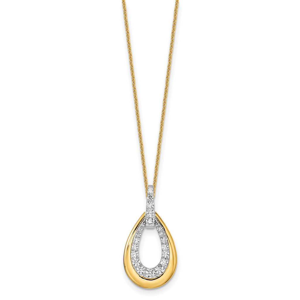Lab-Grown Diamond Teardrop Necklace in 14K Two-Tone Gold (5/8 ct. tw.), 18 Inch - Sophia Jewelers