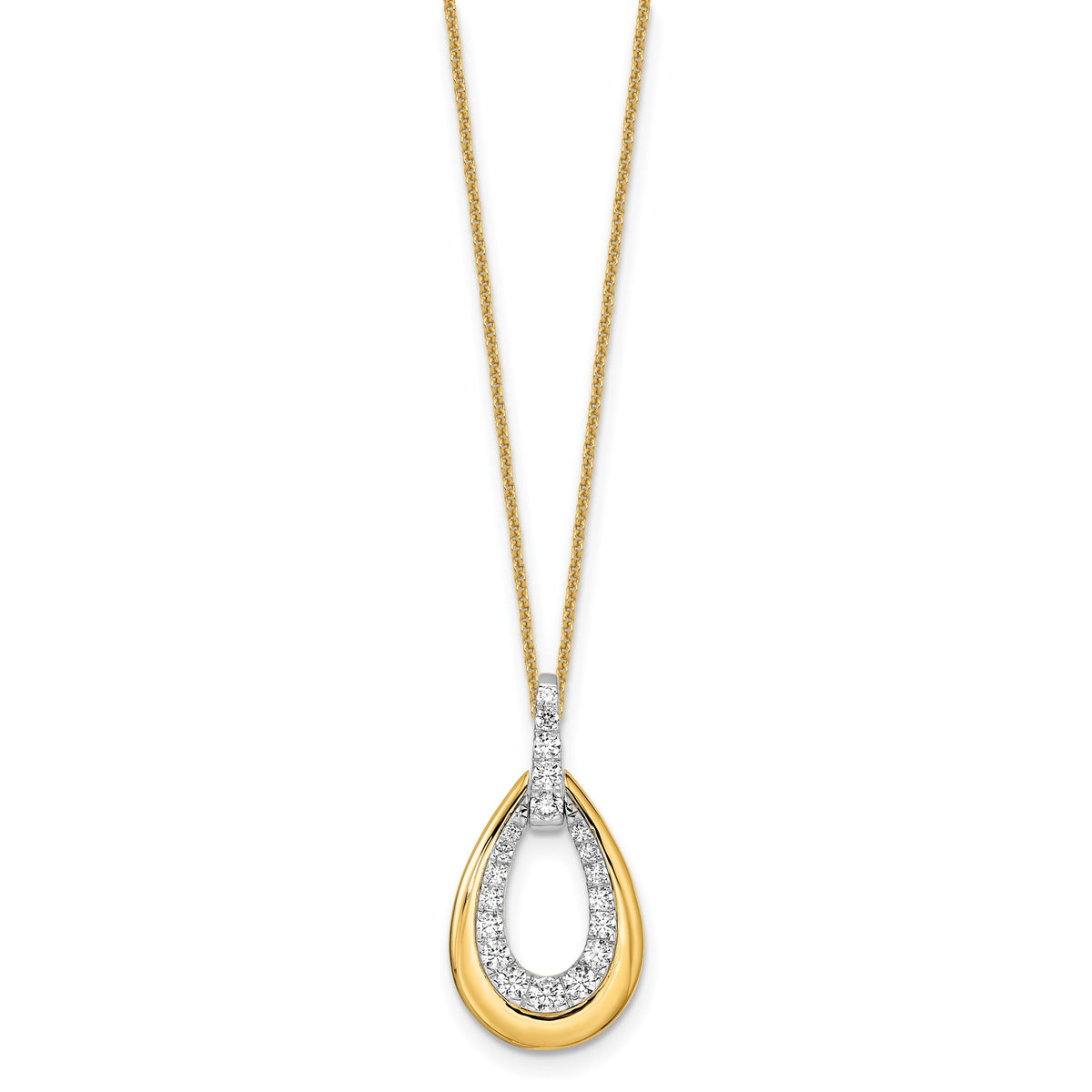 Lab-Grown Diamond Teardrop Necklace in 14K Two-Tone Gold (5/8 ct. tw.), 18 Inch - Sophia Jewelers