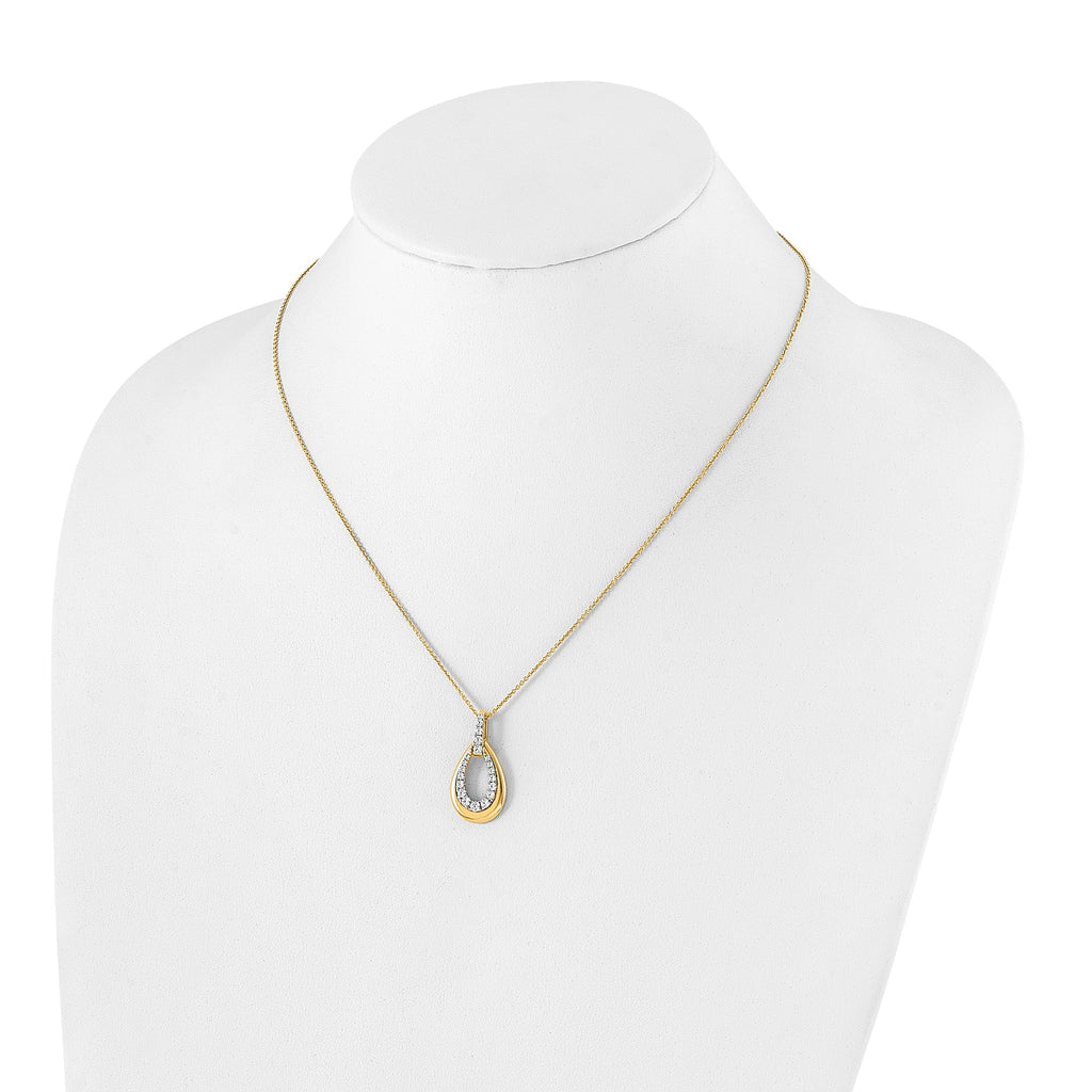 Lab-Grown Diamond Teardrop Necklace in 14K Two-Tone Gold (5/8 ct. tw.), 18 Inch - Sophia Jewelers