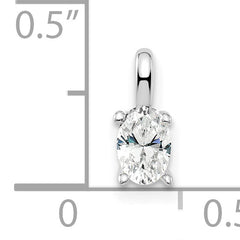 14k White Gold 1/3 carat Lab Grown Diamond VS/SI+ G+ Complete Oval Solitaire Pendant