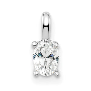 Oval Solitaire Lab-Grown Diamond Pendant in 14K White Gold, 9.4mm (1/3 ct.) - Sophia Jewelers