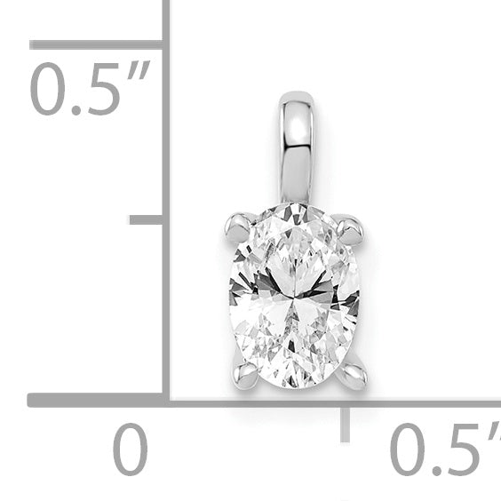 14k White Gold 1/2 carat Lab Grown Diamond VS/SI+ G+ Complete Oval Solitaire Pendant