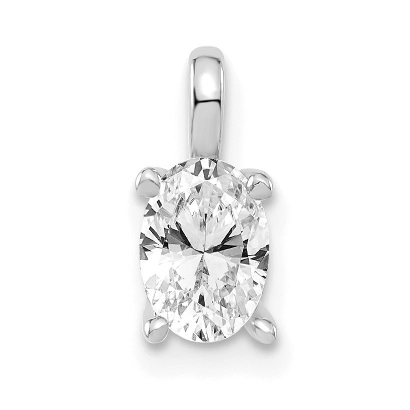 14k White Gold 1/2 carat Lab Grown Diamond VS/SI+ G+ Complete Oval Solitaire Pendant Main image