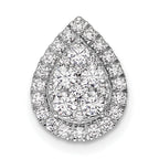 14k White Gold 5/8 carat Lab Grown Diamond VS/SI+ G+ Complete Teardrop Halo Chain Slide Pendant
