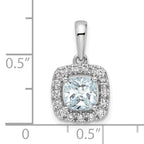 14k White Gold 1/4 carat Lab Grown Diamond VS/SI+ G+ March Birthstone Aquamarine Halo Pendant