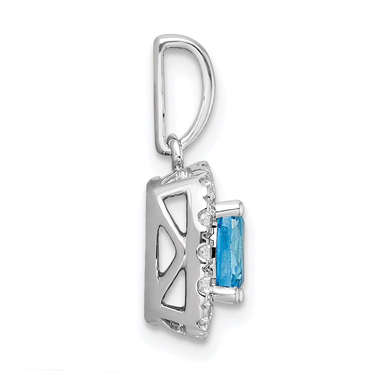 14k White Gold 1/4 carat Lab Grown Diamond VS/SI+ G+ December Birthstone Blue Topaz Halo Pendant Secondary image