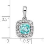 Pure Serenity 14k White Gold 1/4 carat Lab Grown Diamond VS/SI+ G+ and Lab Created Paraiba Halo Pendant