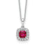 10k White Gold 1/4 carat Lab Grown Diamond VS/SI+ G+ and Created Ruby Complete 18 inch Necklace