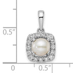 14k White Gold 1/4 carat Lab Grown Diamond VS/SI+ G+ June Birthstone Freshwater Cultered Pearl Halo Pendant