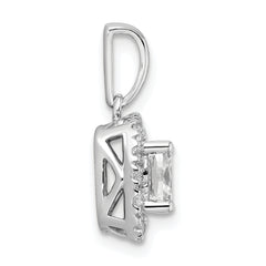 14k White Gold 1/4 carat Lab Grown Diamond VS/SI+ G+ April Birthstone White Sapphire Halo Pendant