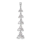 14k White Gold 1 carat Lab Grown Diamond VS/SI+ G+ Five Three Stone Cluster Bar Chain Slide Pendant