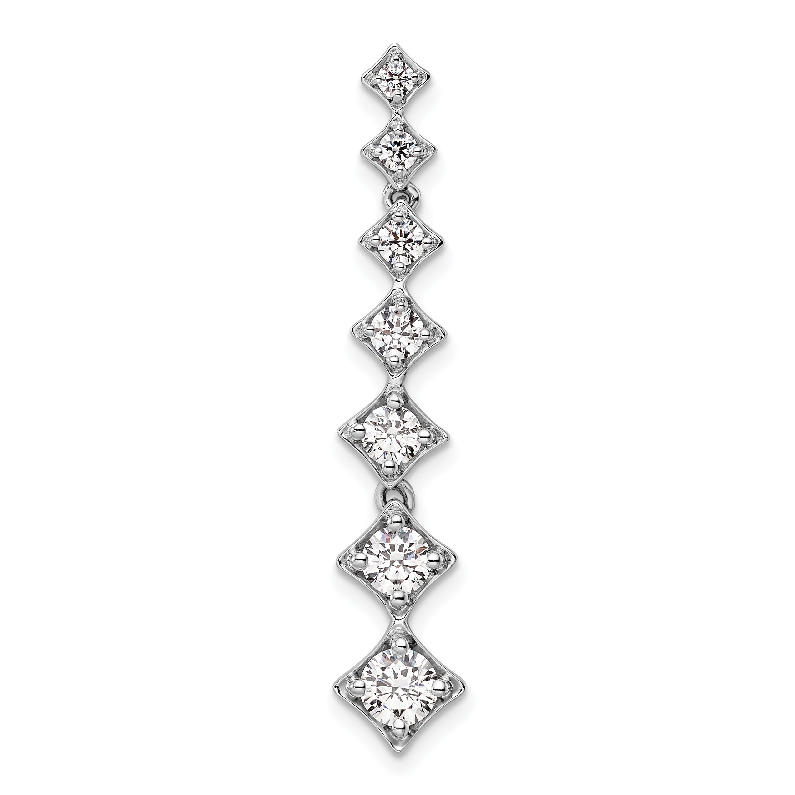 14k White Gold 1 carat Lab Grown Diamond VS/SI+ G+ Seven Stone Bar Chain Slide Pendant