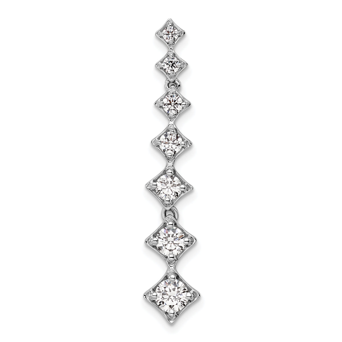 14k White Gold 1 carat Lab Grown Diamond VS/SI+ G+ Seven Stone Bar Chain Slide Pendant