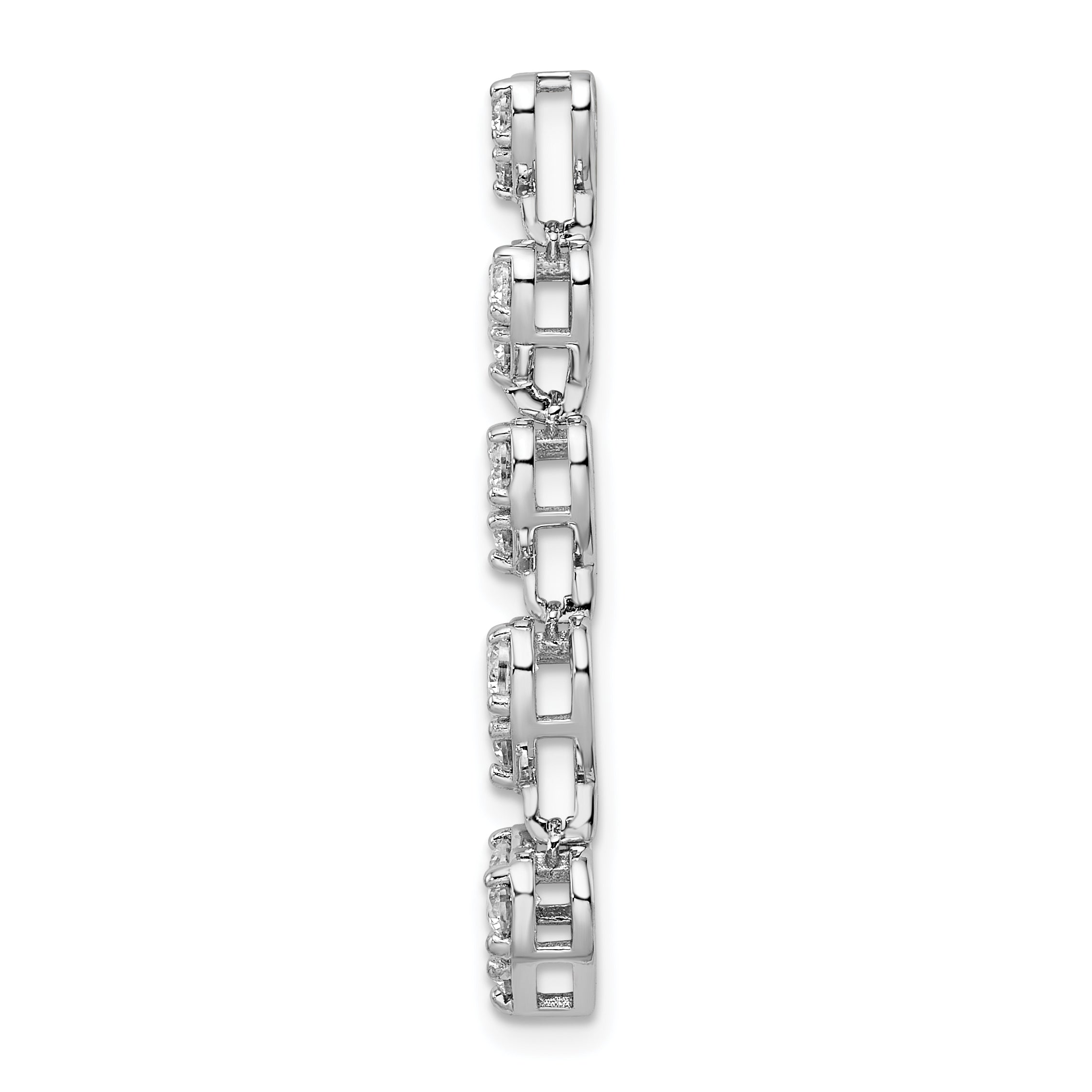 14k White Gold 1 carat Lab Grown Diamond VS/SI+ G+ Complete Five Heart Bar Chain Slide Pendant Secondary image