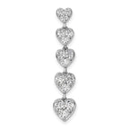 14k White Gold 1 carat Lab Grown Diamond VS/SI+ G+ Complete Five Heart Bar Chain Slide Pendant