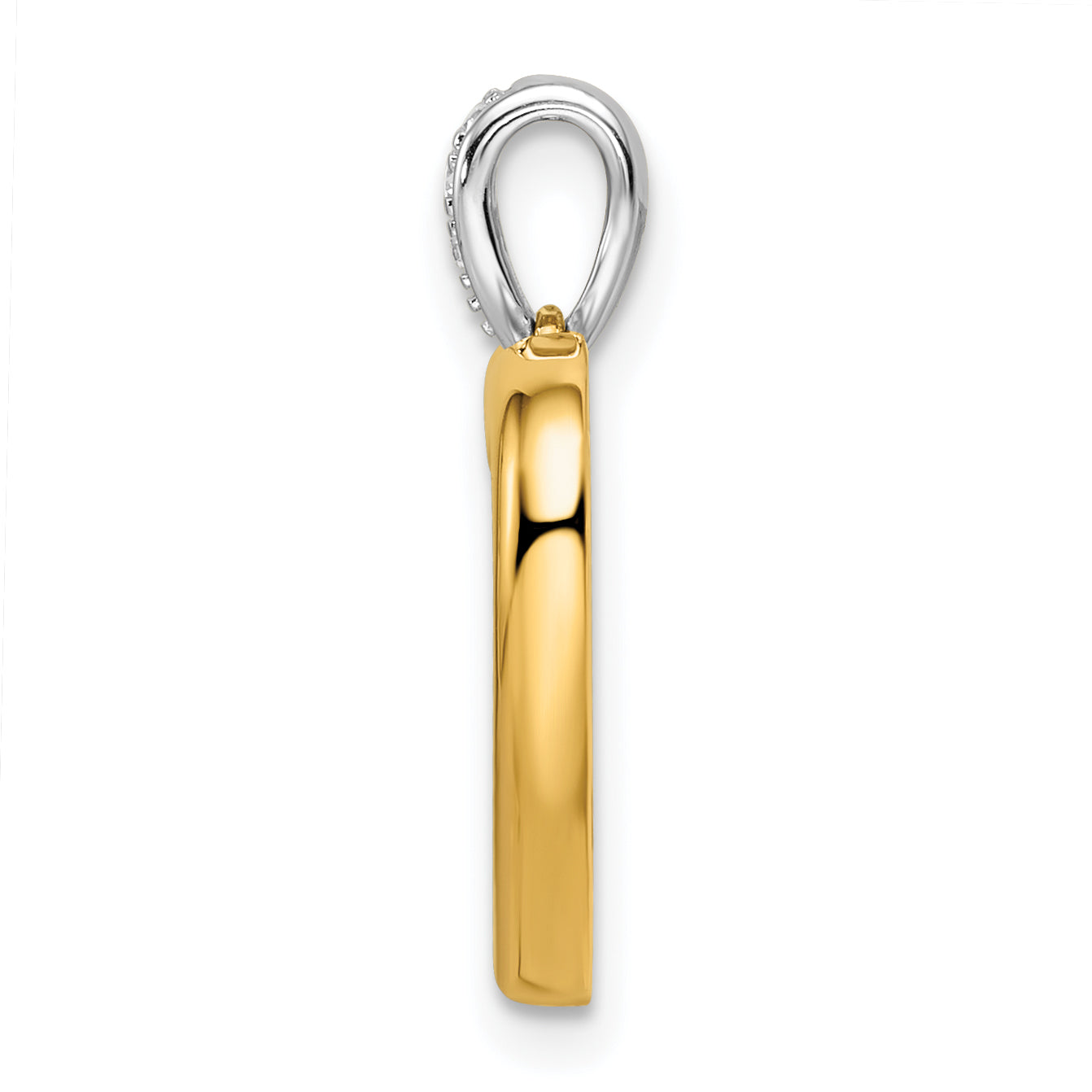 14k Two-tone 1/6 carat Lab Grown Diamond VS/SI+ G+ Complete Dangle Double Heart Pendant Secondary image