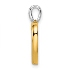 14k Two-tone 1/6 carat Lab Grown Diamond VS/SI+ G+ Complete Dangle Double Heart Pendant