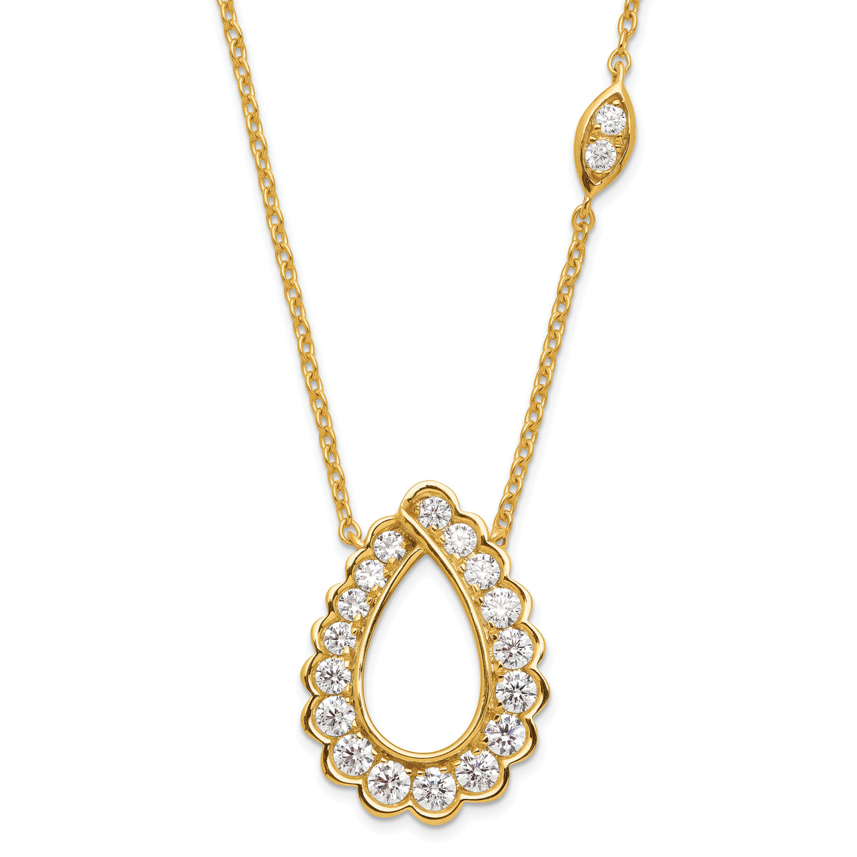 14k 3/4 carat Lab Grown Diamond VS/SI+ G+ Complete 18 inch Fashion Teardrop Necklace