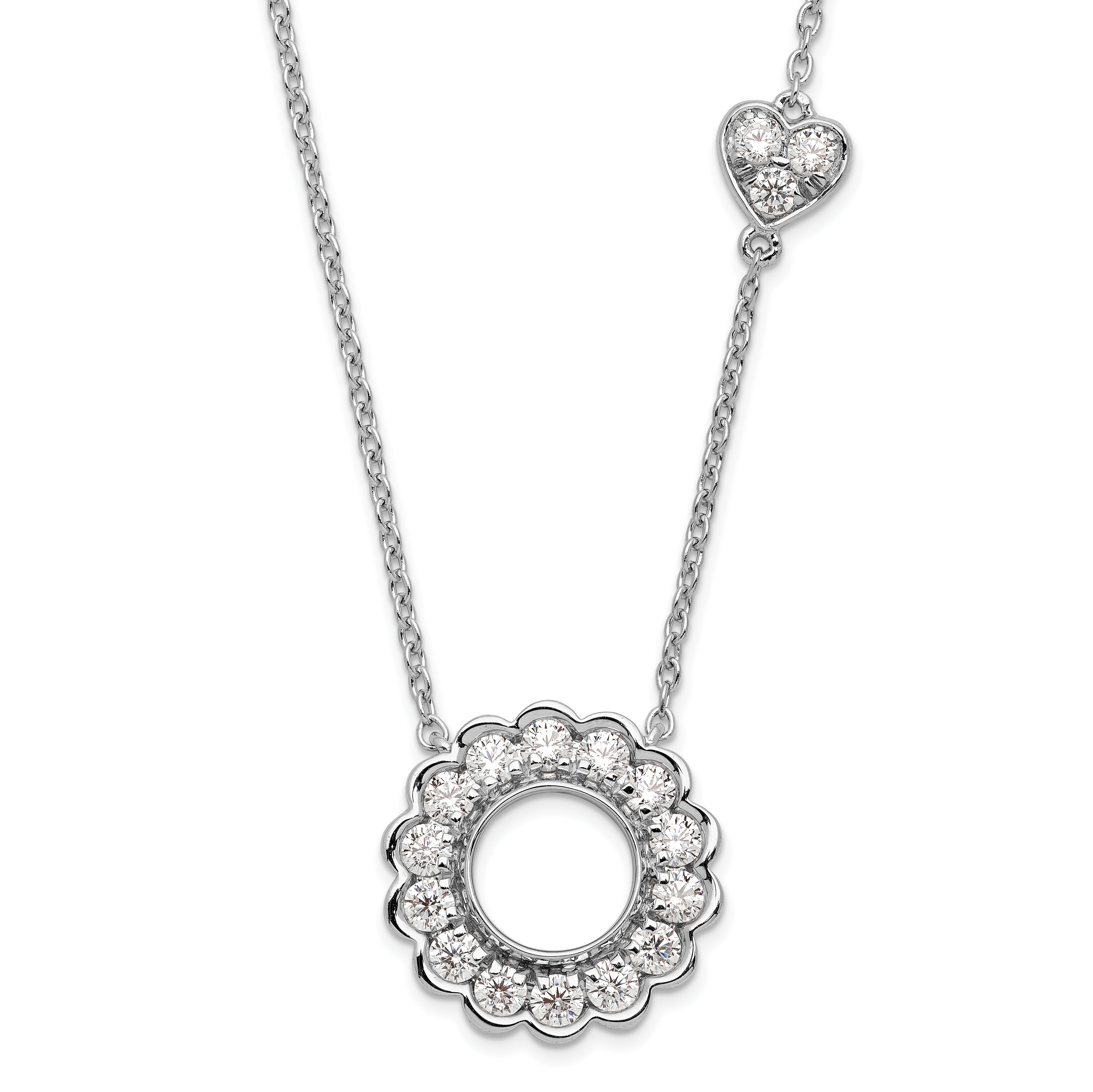 14k White Gold 3/4 carat Lab Grown Diamond VS/SI+ G+ Complete 18 inch Fashion Heart and Circle Necklace Main image