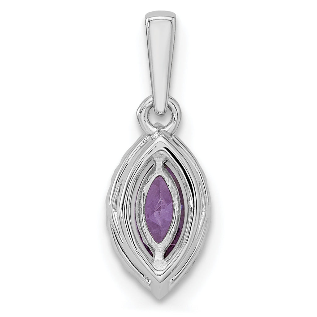 14k White Gold 1/10 carat Lab Grown Diamond VS/SI+ G+ and Amethyst February Birthstone Pendant