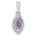 14k White Gold 1/10 carat Lab Grown Diamond VS/SI+ G+ and Amethyst February Birthstone Pendant