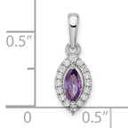 14k White Gold 1/10 carat Lab Grown Diamond VS/SI+ G+ and Amethyst February Birthstone Pendant