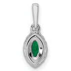 14k White Gold 1/10 carat Lab Grown Diamond VS/SI+ G+ and Lab Created Emerald May Birthstone Pendant