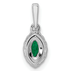14k White Gold 1/10 carat Lab Grown Diamond VS/SI+ G+ and Lab Created Emerald May Birthstone Pendant