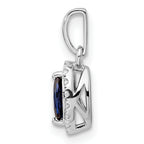 14k White Gold 1/10 carat Lab Grown Diamond VS/SI+ G+ and Lab Created Blue Sapphire September Birthstone Pendant