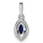 14k White Gold 1/10 carat Lab Grown Diamond VS/SI+ G+ and Lab Created Blue Sapphire September Birthstone Pendant