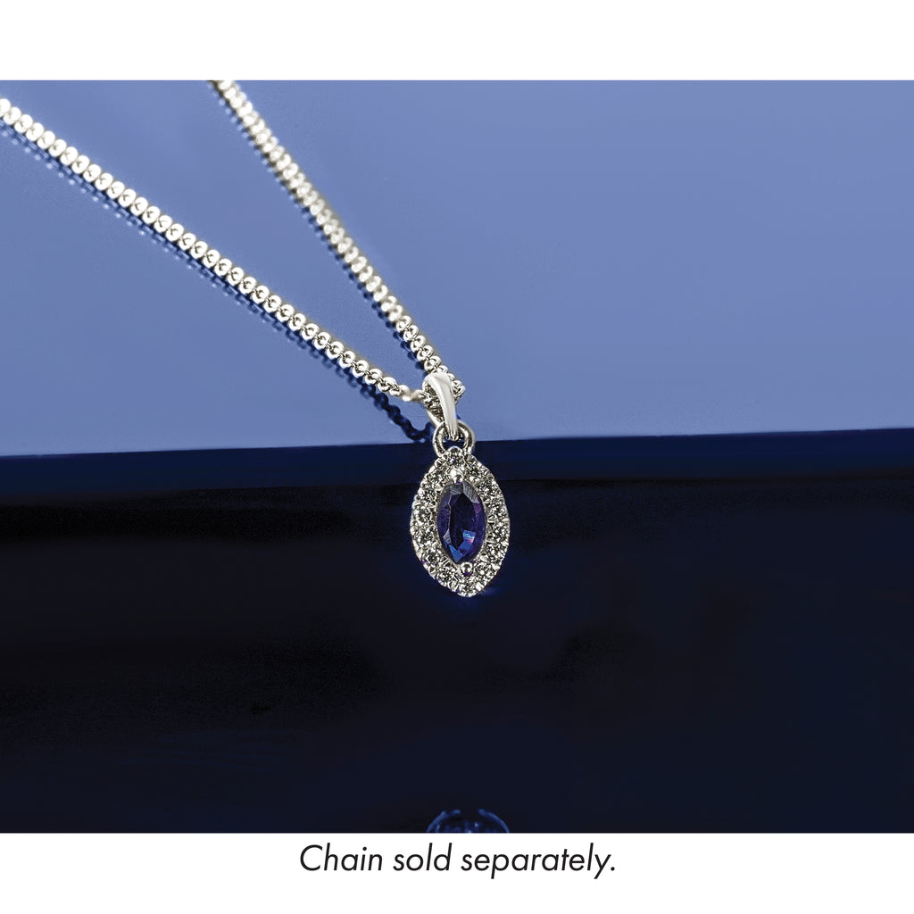 14k White Gold 1/10 carat Lab Grown Diamond VS/SI+ G+ and Lab Created Blue Sapphire September Birthstone Pendant