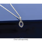 14k White Gold 1/10 carat Lab Grown Diamond VS/SI+ G+ and Lab Created Blue Sapphire September Birthstone Pendant
