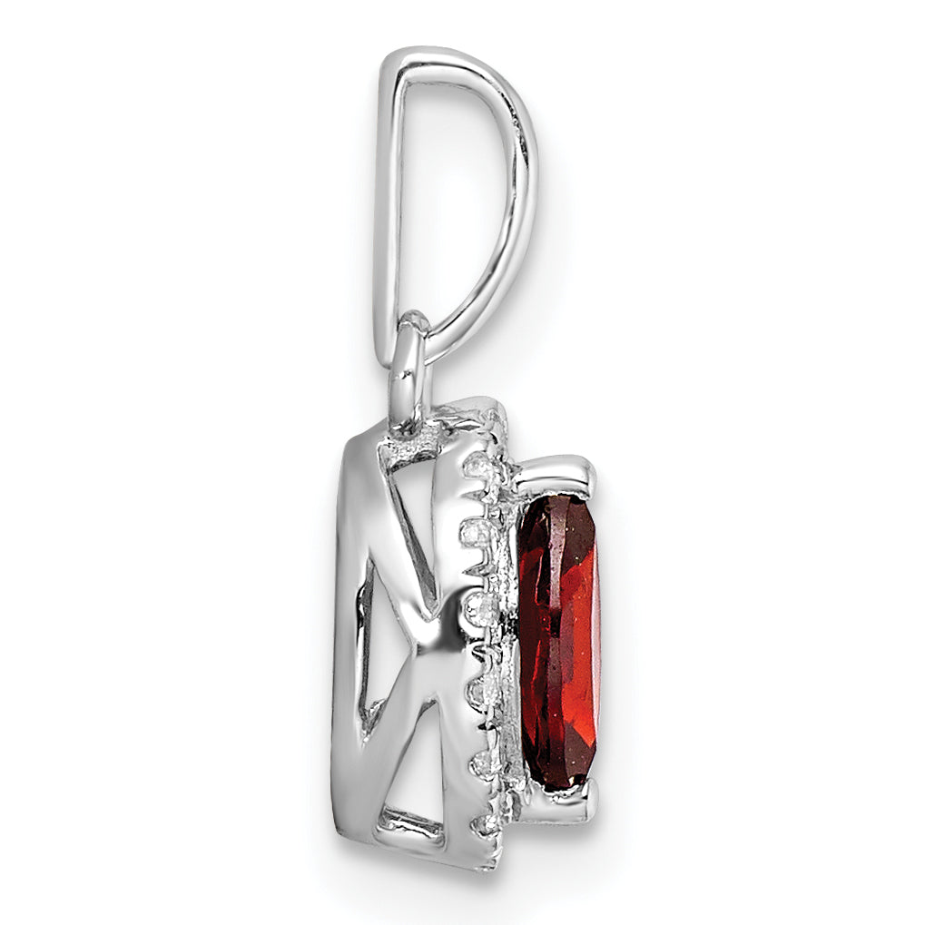 14k White Gold 1/10 carat Lab Grown Diamond VS/SI+ G+ and Garnet January Birthstone Pendant Secondary image