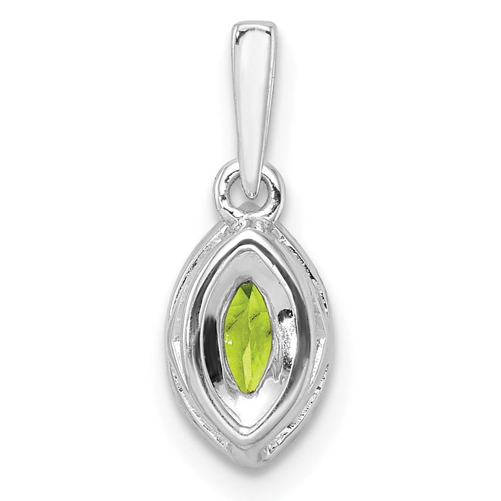 14k White Gold 1/10 carat Lab Grown Diamond VS/SI+ G+ and Peridot August Birthstone Pendant