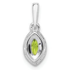 14k White Gold 1/10 carat Lab Grown Diamond VS/SI+ G+ and Peridot August Birthstone Pendant