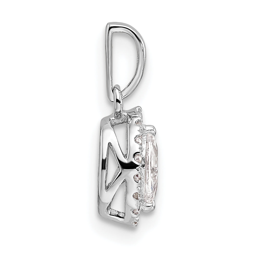 14k White Gold 1/10 carat Lab Grown Diamond VS/SI+ G+ and White Sapphire April Birthstone Pendant Secondary image