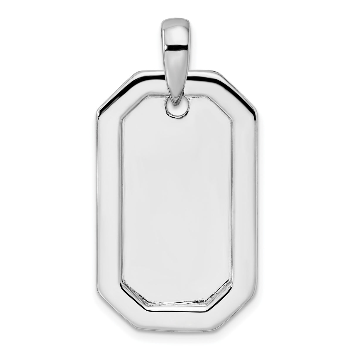 Lab-Grown Diamond Dog Tag Pendant in 14K White Gold, 21mm (1 ct. tw.) - Sophia Jewelers