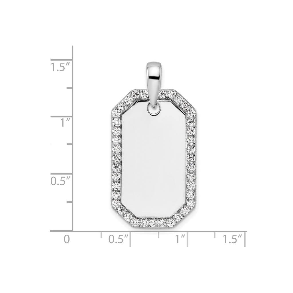 Lab-Grown Diamond Dog Tag Pendant in 14K White Gold, 21mm (1 ct. tw.) - Sophia Jewelers