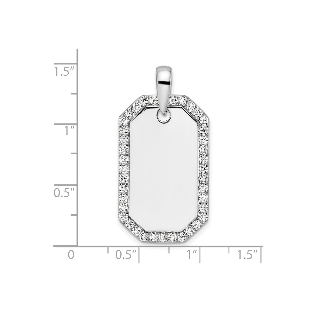 Lab-Grown Diamond Dog Tag Pendant in 14K White Gold, 21mm (1 ct. tw.) - Sophia Jewelers