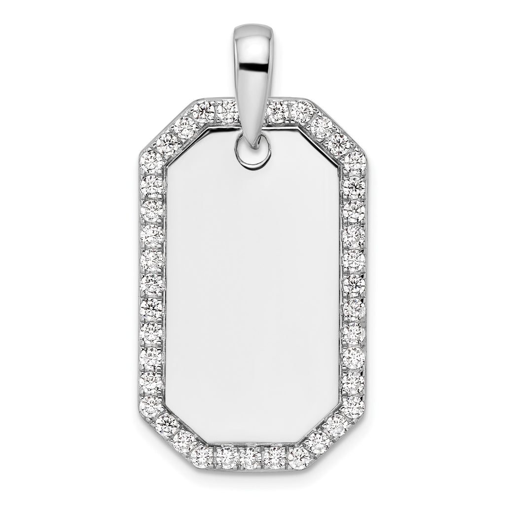 Lab-Grown Diamond Dog Tag Pendant in 14K White Gold, 21mm (1 ct. tw.) - Sophia Jewelers