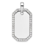 Lab-Grown Diamond Dog Tag Pendant in 14K White Gold, 21mm (1 ct. tw.) - Sophia Jewelers