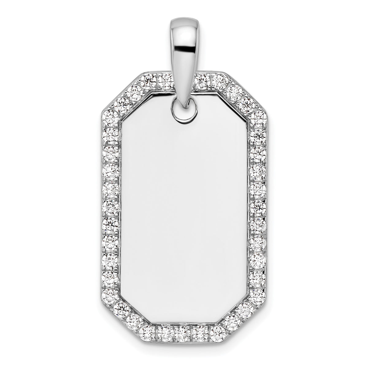 Lab-Grown Diamond Dog Tag Pendant in 14K White Gold, 21mm (1 ct. tw.) - Sophia Jewelers